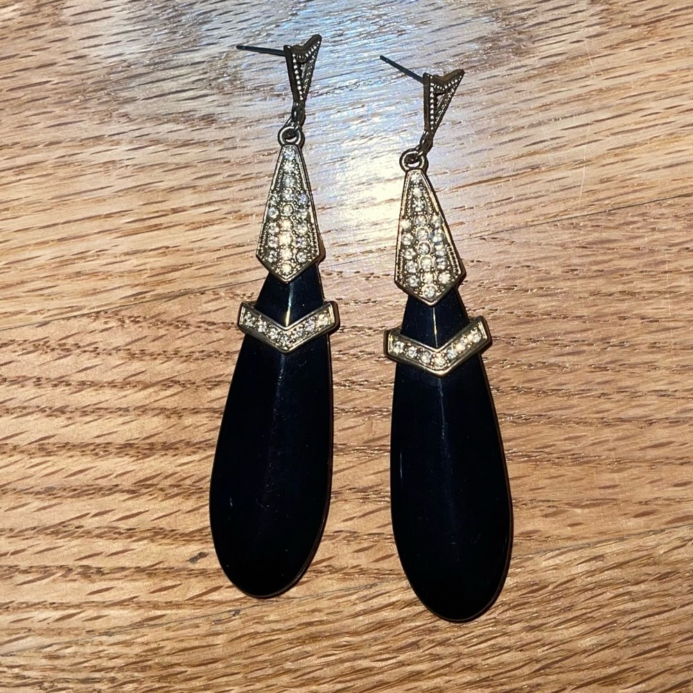 Elegant Black and Gold Drop Earrings